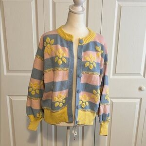 Zara - Floral jacquard knit cardigan - Size M